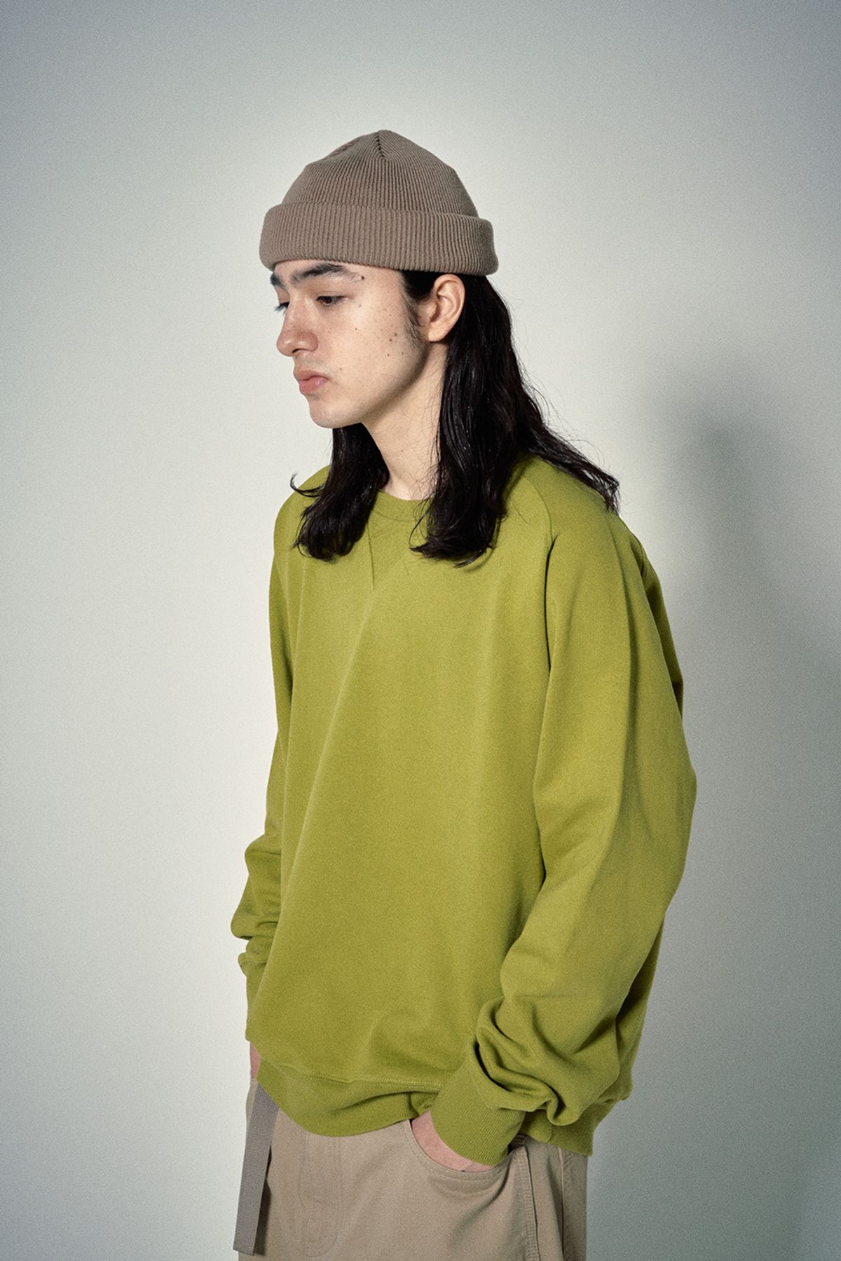 히즈핸더(HISHANDER) FREEDOM SLEEVE SWEAT SHIRTS [Yellow Green]