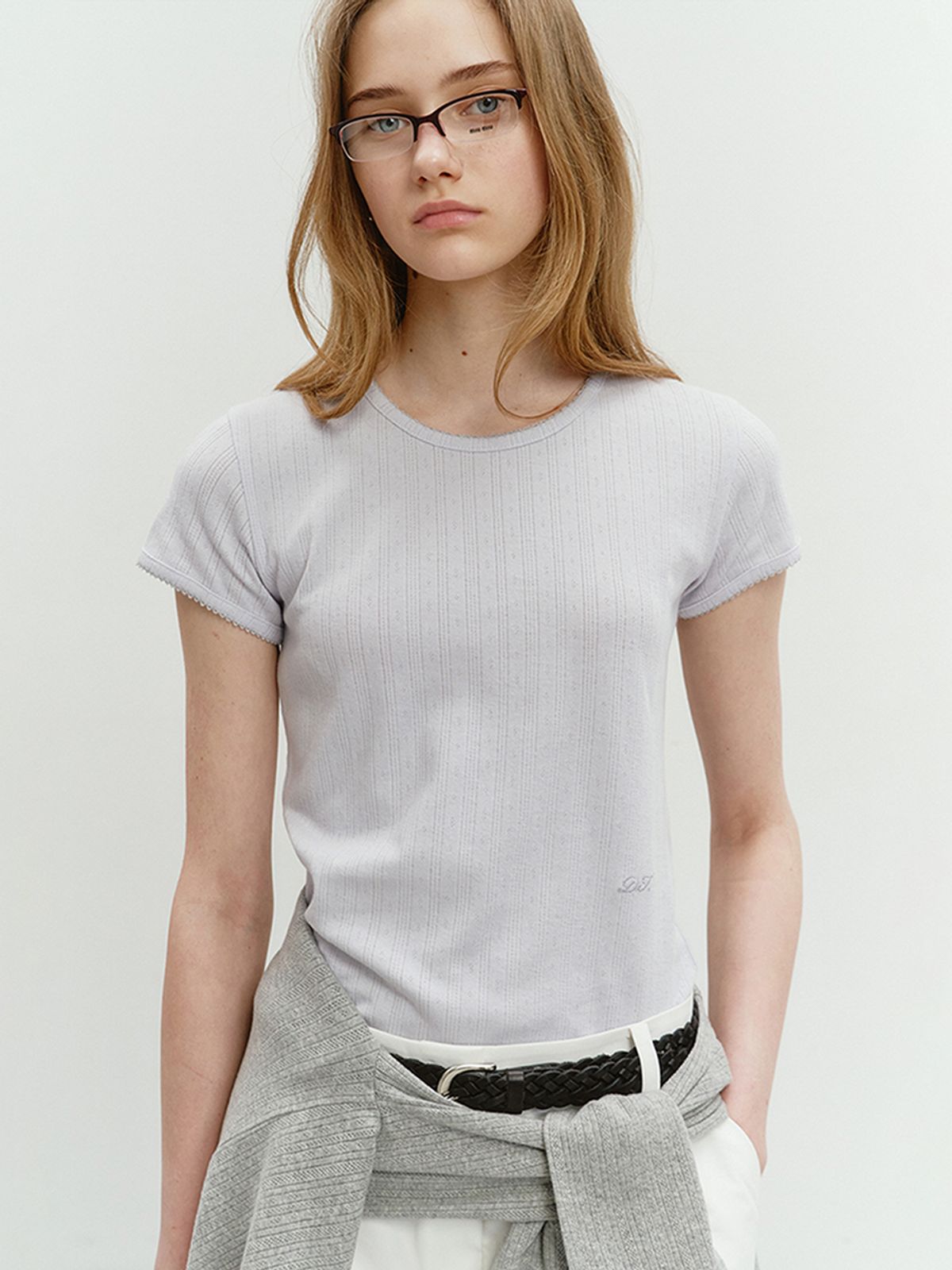 던스트(DUNST) ESSENTIAL SLIM-FIT CROCHET TOP LIGHT BLUE_UDTS4B224B1