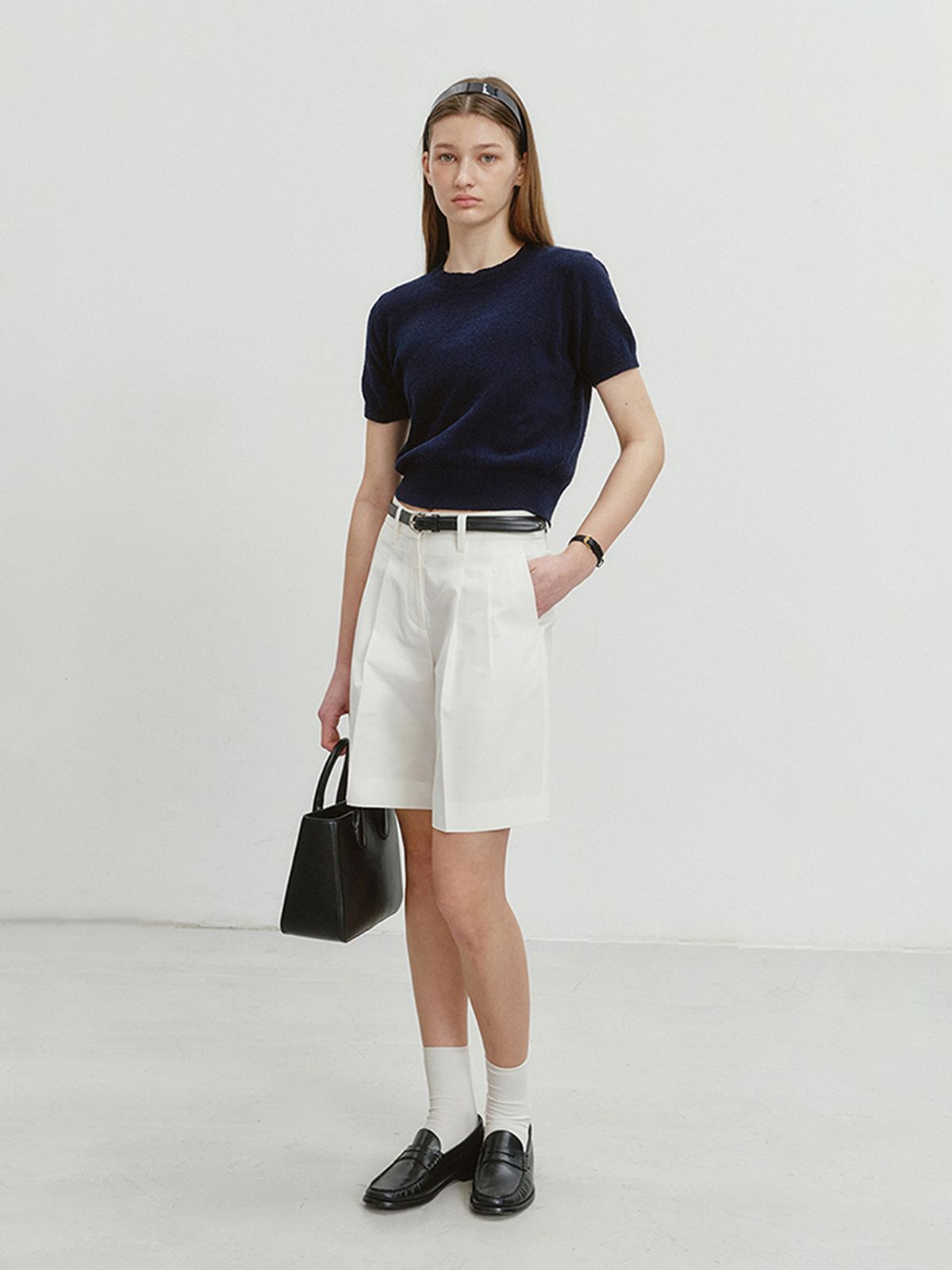 던스트(DUNST) SUMMER COTTON CREW NECK KNIT NAVY_UDSW4B232N2