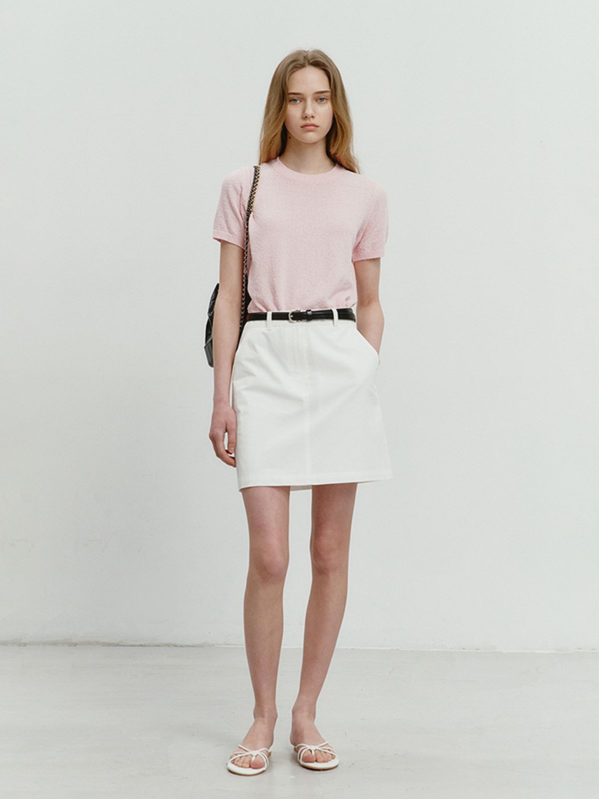 던스트(DUNST) SUMMER COTTON CREW NECK KNIT SOFT PINK_UDSW4B232P1