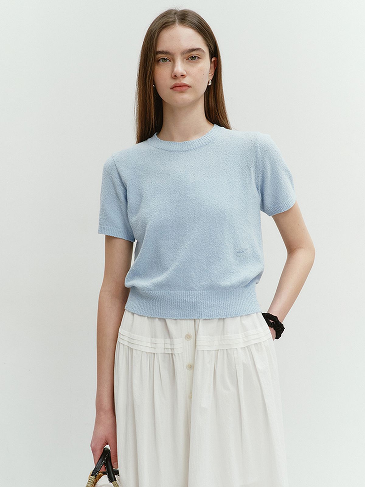 던스트(DUNST) SUMMER COTTON CREW NECK KNIT SOFT BLUE_UDSW4B232B1