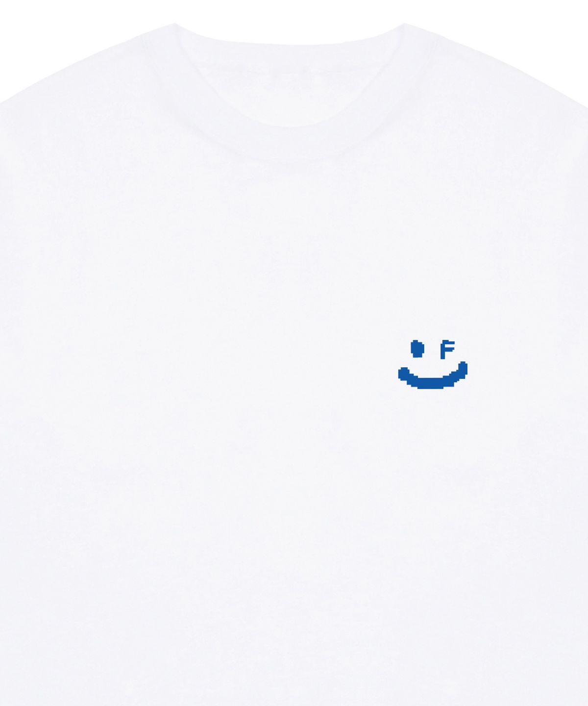 그레이버(GRAVER) [UNISEX]픽셀 스몰 드로잉스마일 반팔티_화이트/블루 로고