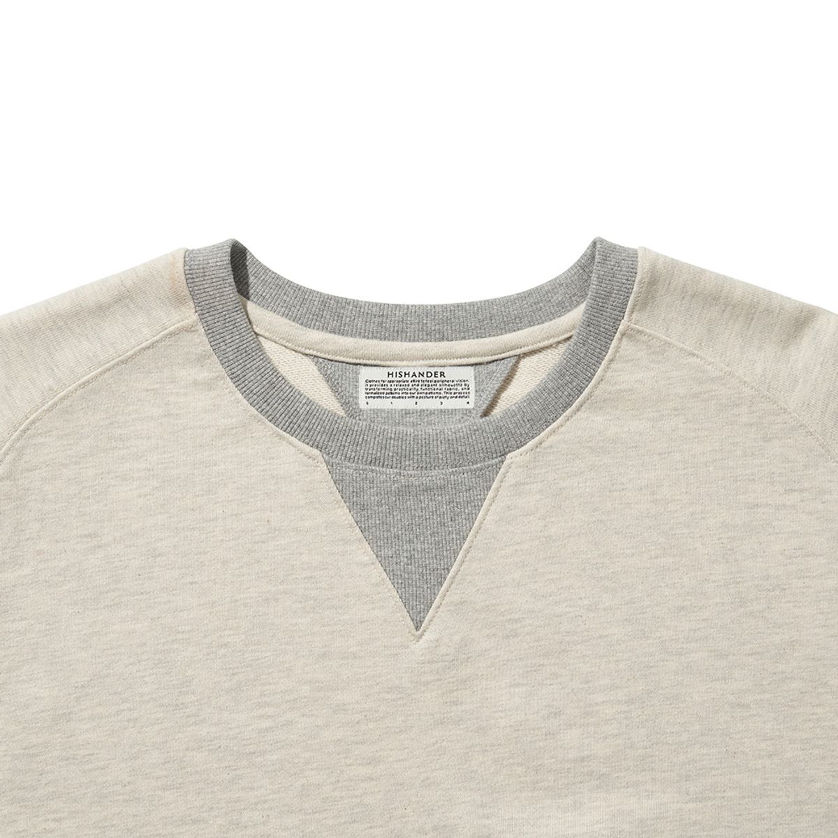 히즈핸더(HISHANDER) FREEDOM SLEEVE SWEAT SHIRTS [Light Melange Grey / Melange Grey]