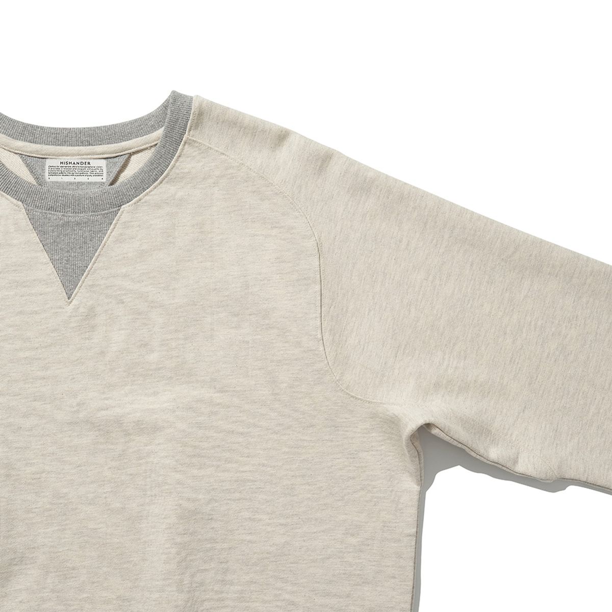 히즈핸더(HISHANDER) FREEDOM SLEEVE SWEAT SHIRTS [Light Melange Grey / Melange Grey]