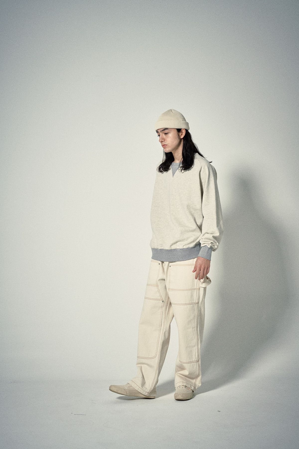 히즈핸더(HISHANDER) FREEDOM SLEEVE SWEAT SHIRTS [Light Melange Grey / Melange Grey]