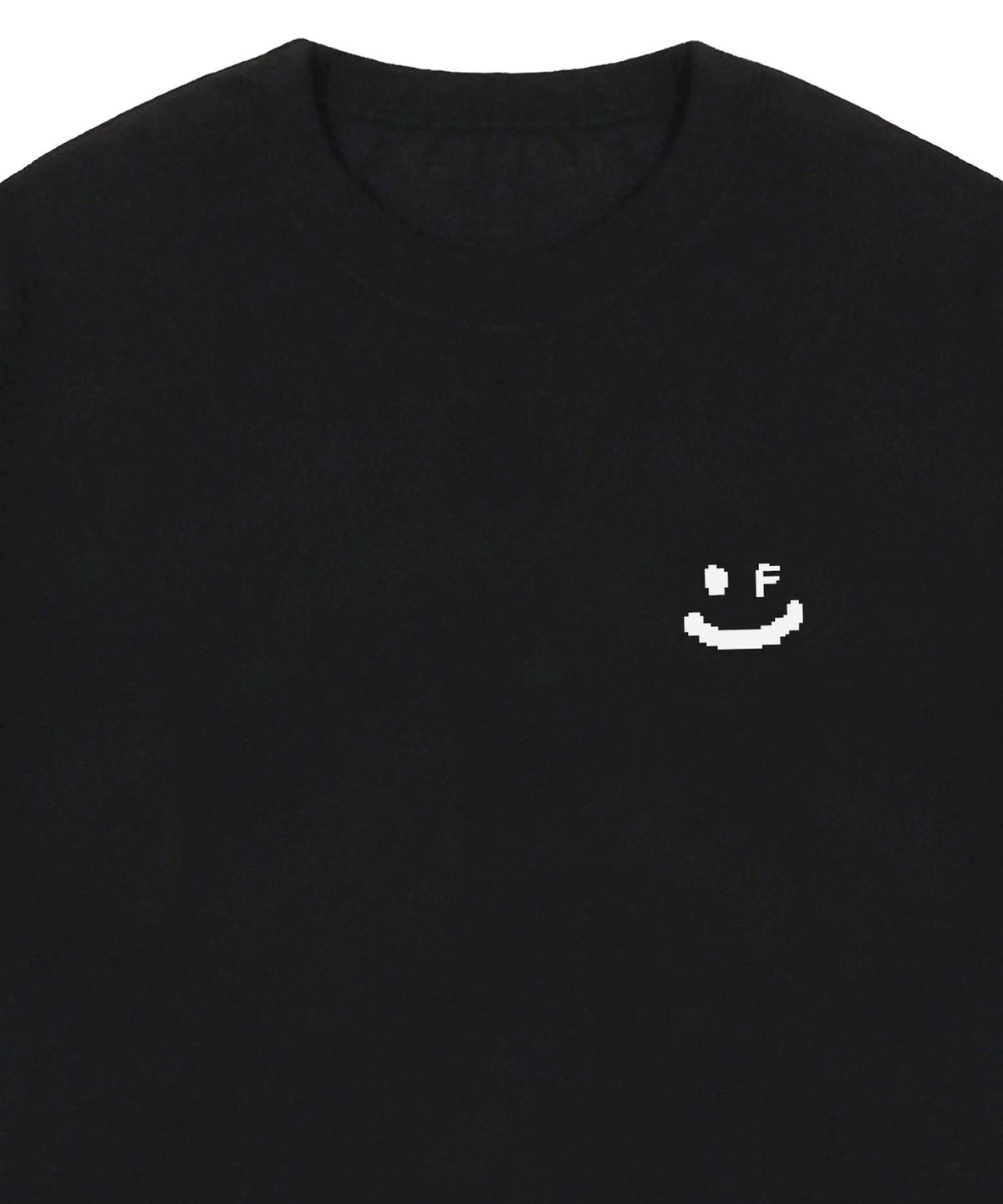 그레이버(GRAVER) [UNISEX]픽셀 스몰 드로잉스마일 반팔티_블랙/화이트 로고