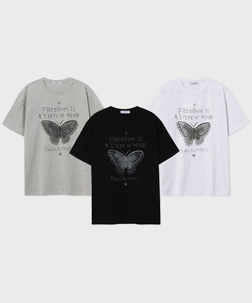 ★MIM the wardrobe★ Black Butterfly T-ShirtWhite MW241HT1WH MUSINSA | MIMTHEWARDROBE Black Butterfly T-shirt_Black