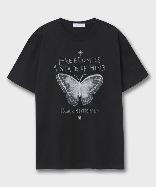 MUSINSA | MIMTHEWARDROBE Black Butterfly T-Shirt_Light Gray