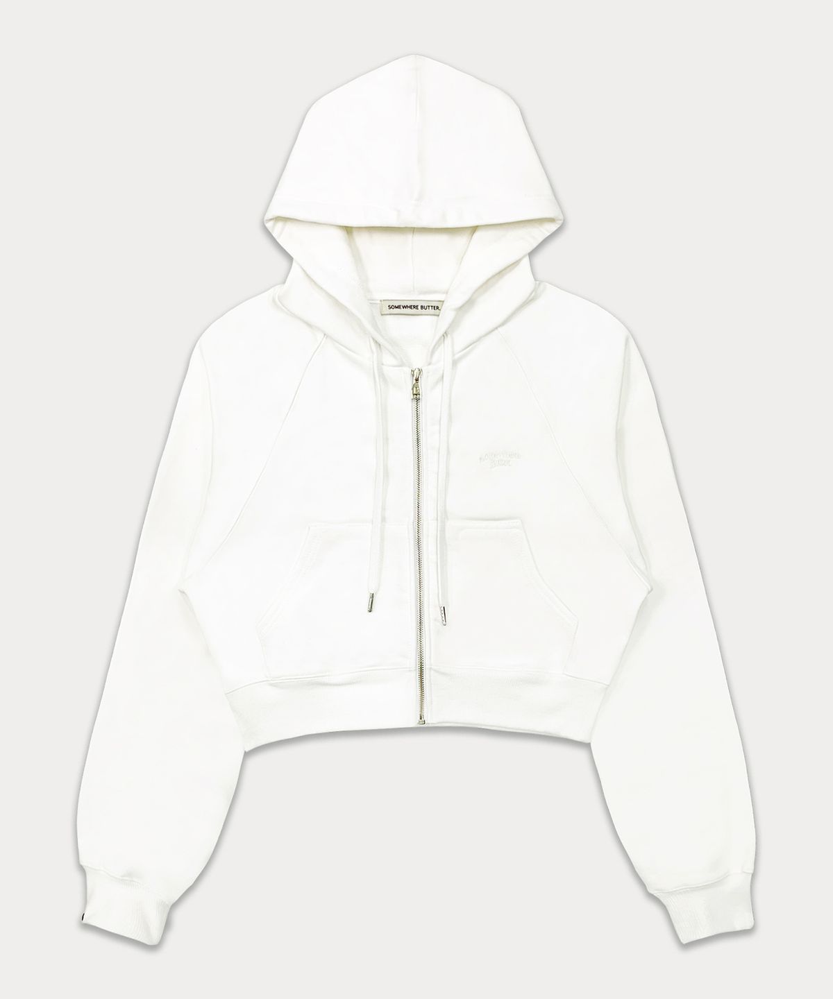 썸웨어버터(SOMEWHEREBUTTER) Essential crop hood zip-up - 4color