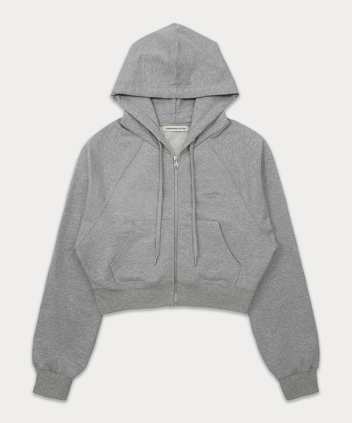 썸웨어버터(SOMEWHEREBUTTER) Essential crop hood zip-up - 4color