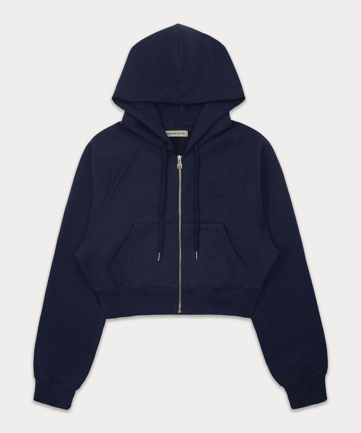 썸웨어버터(SOMEWHEREBUTTER) Essential crop hood zip-up - 4color