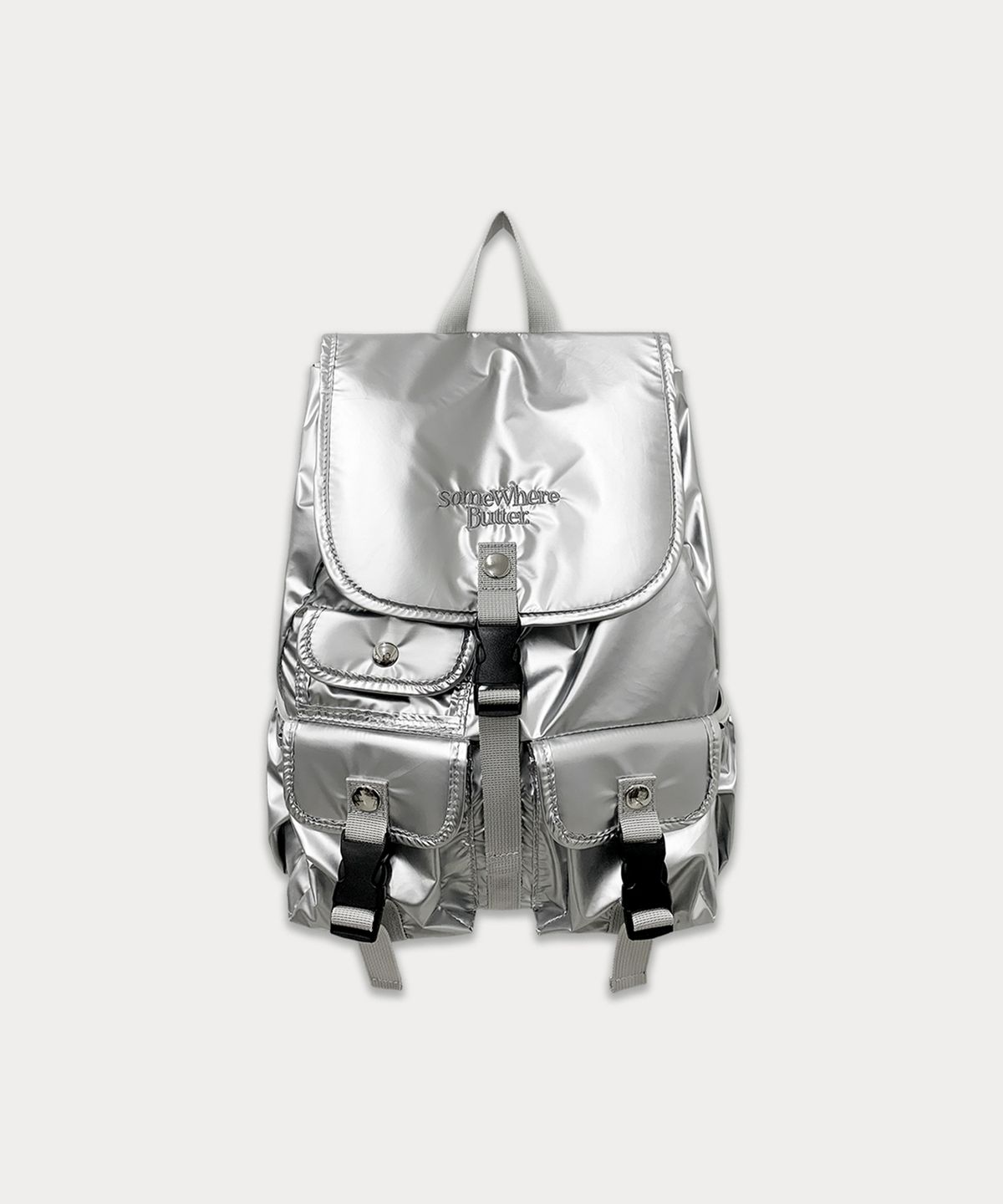 썸웨어버터(SOMEWHEREBUTTER) PP mini backpack - silver