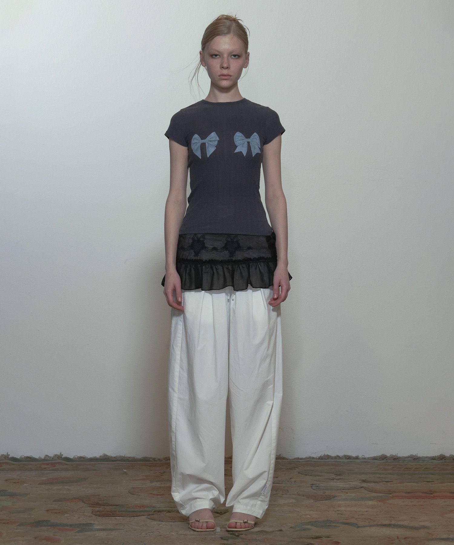 【SCULPTOR】Bow Bow Baby Tee MUSINSA | SCULPTOR Bow Bow Baby Tee Charcoal
