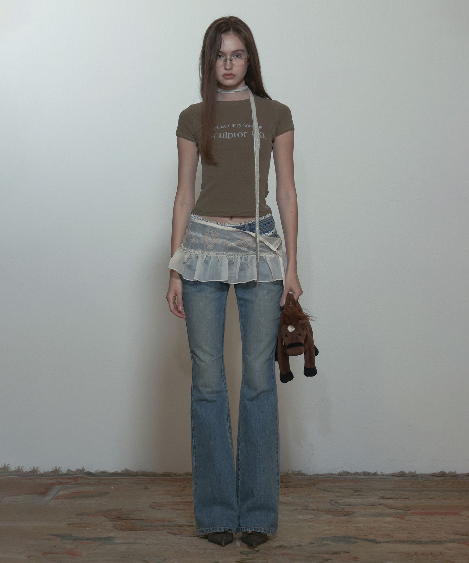 MUSINSA | SCULPTOR Archive Pigment Baby Tee Dusty Brown