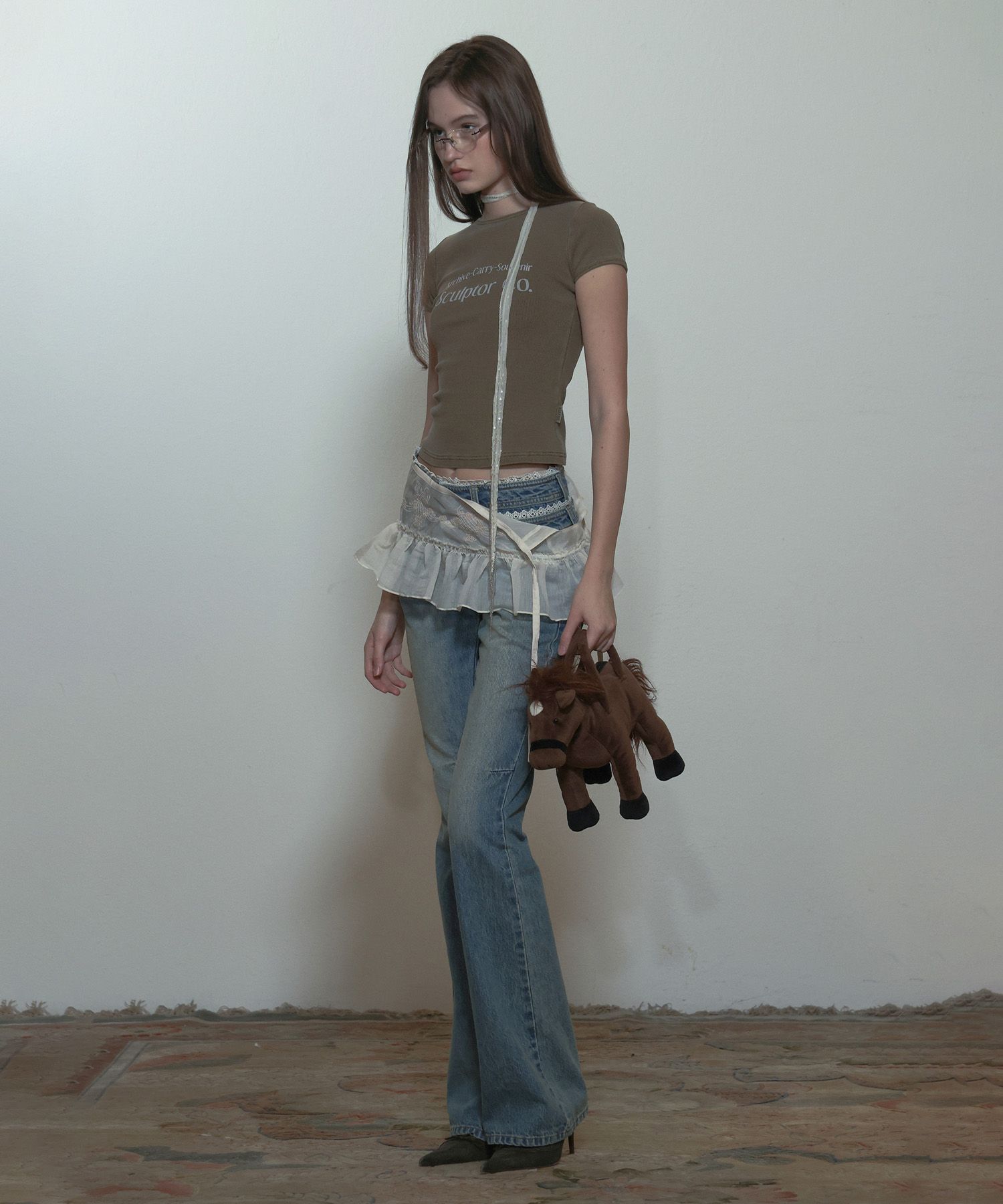 MUSINSA | SCULPTOR Archive Pigment Baby Tee Dusty Brown