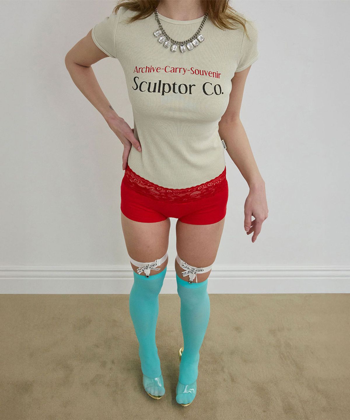 스컬프터(SCULPTOR) Archive Pigment Baby Tee Dusty Ivory