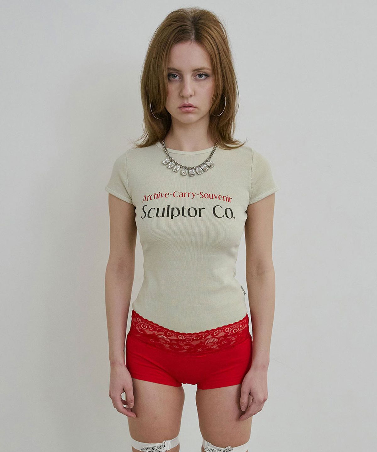 스컬프터(SCULPTOR) Archive Pigment Baby Tee Dusty Ivory