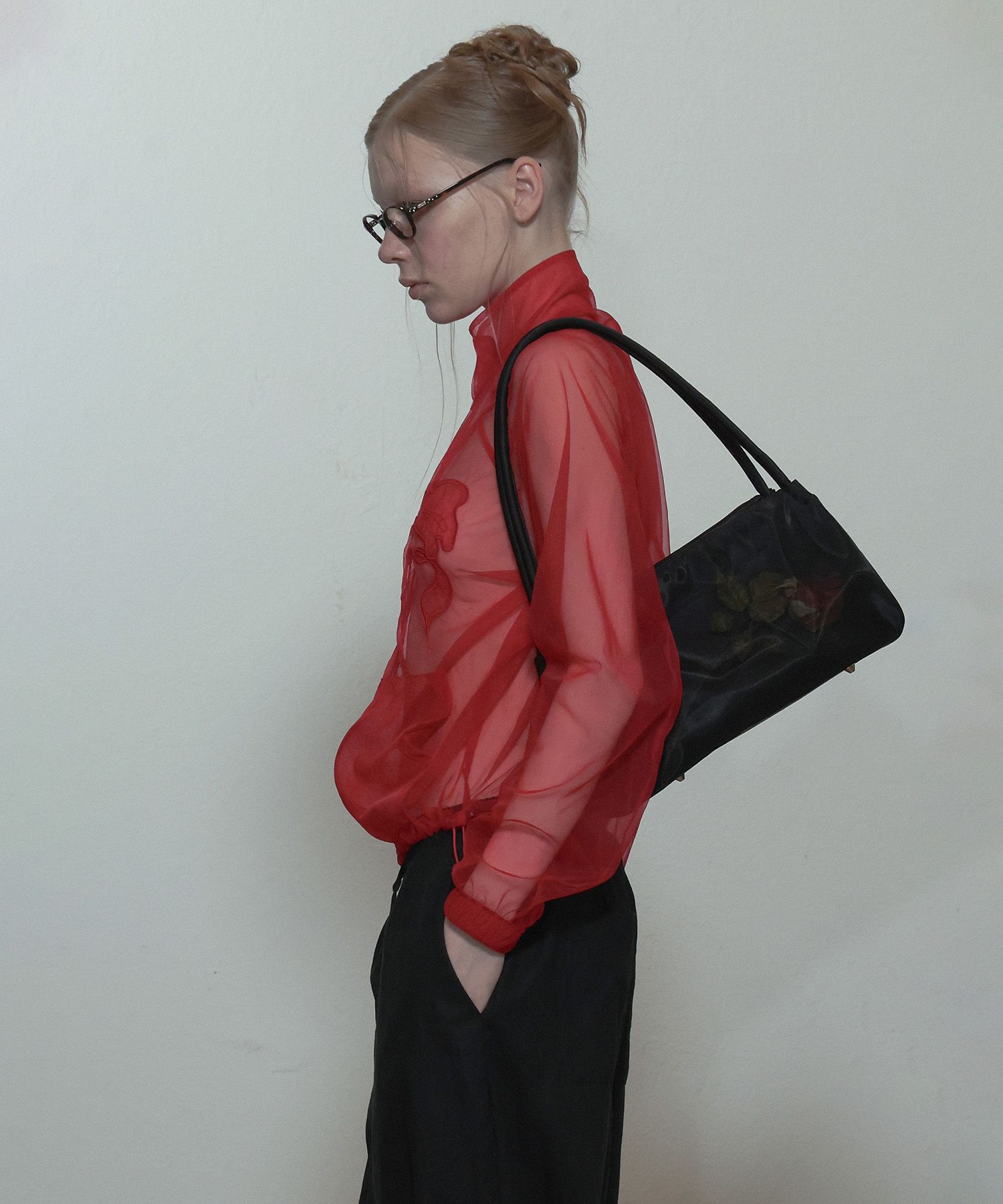 MUSINSA | SCULPTOR Mesh Sheer Zip-Up Jacket Red