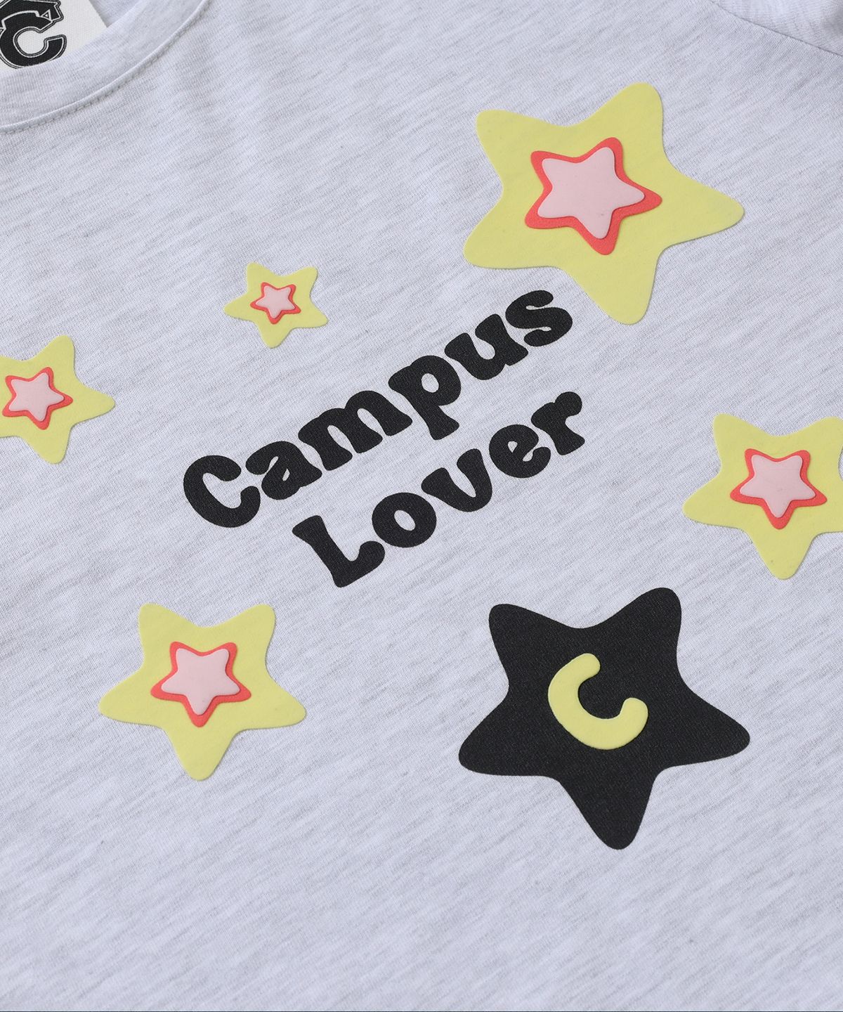 컨셉트컬리지(CONCEPTCOLLEGE) 캠퍼스 러버 위드 스타 크루넥 라이트 그레이 여성 반팔 티셔츠 [여성용]