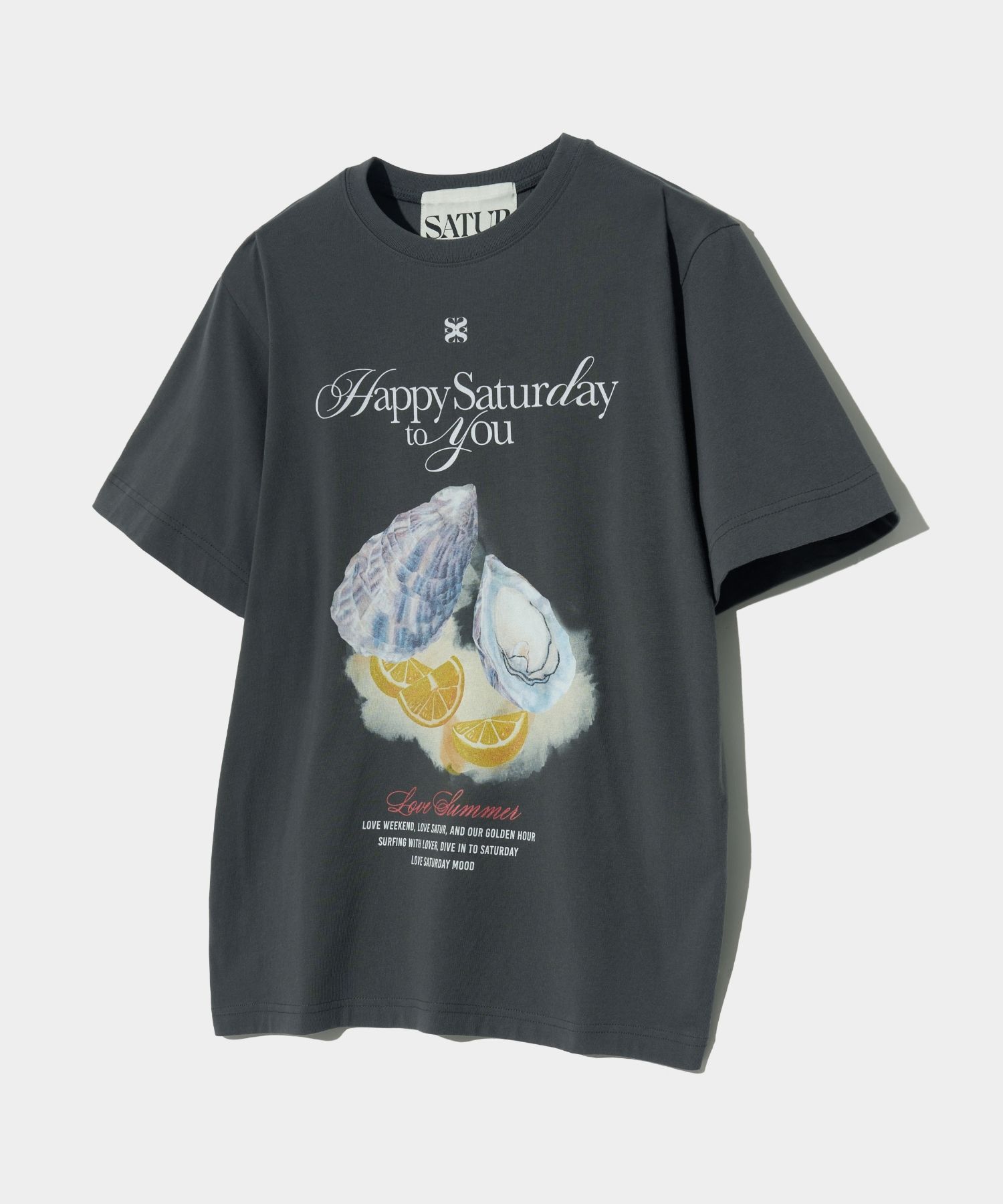 Tシャツ・カットソー SATUR Oyster Graphic Short Sleeve T-Shirt Retro Charcoal SA2 MUSINSA | SATUR Oyster Graphic Short-sleeved T-shirt Retro