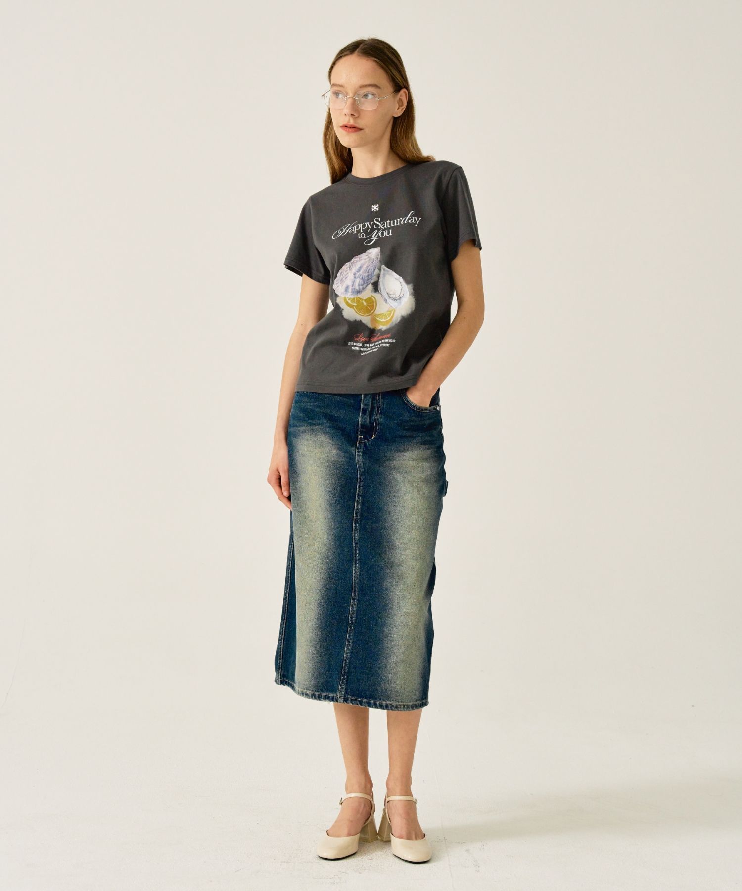 【 SATUR 】Oyster Graphic T-Shirt MUSINSA | SATUR Oyster Graphic Short-sleeved T-shirt Retro