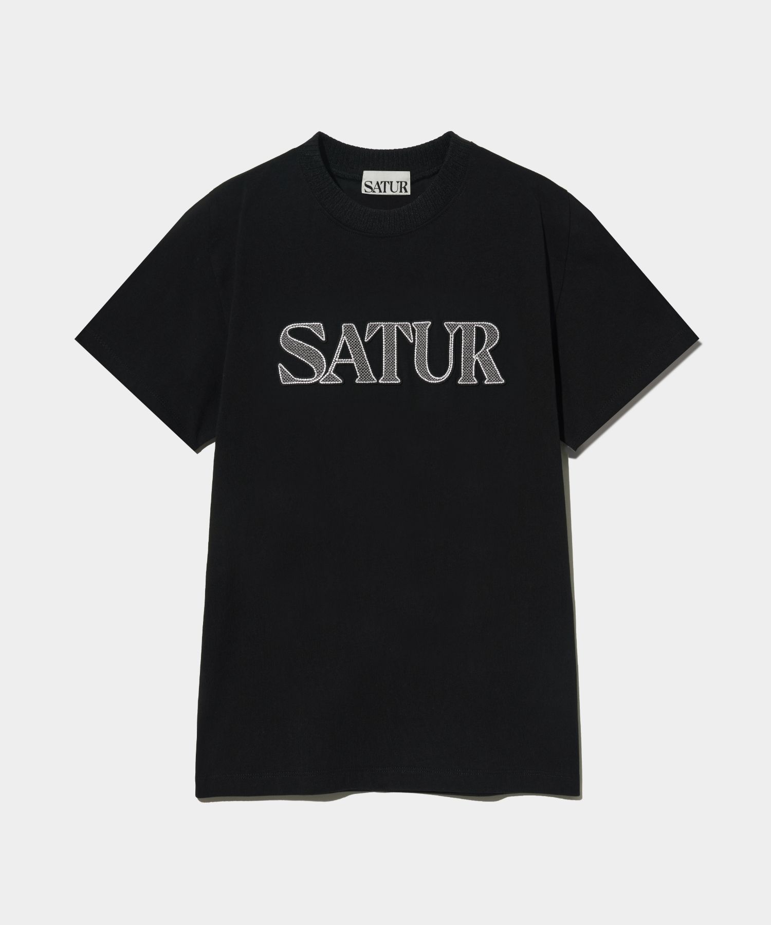 MUSINSA | SATUR Logo Cross Stitch Short-Sleeved T-Shirt