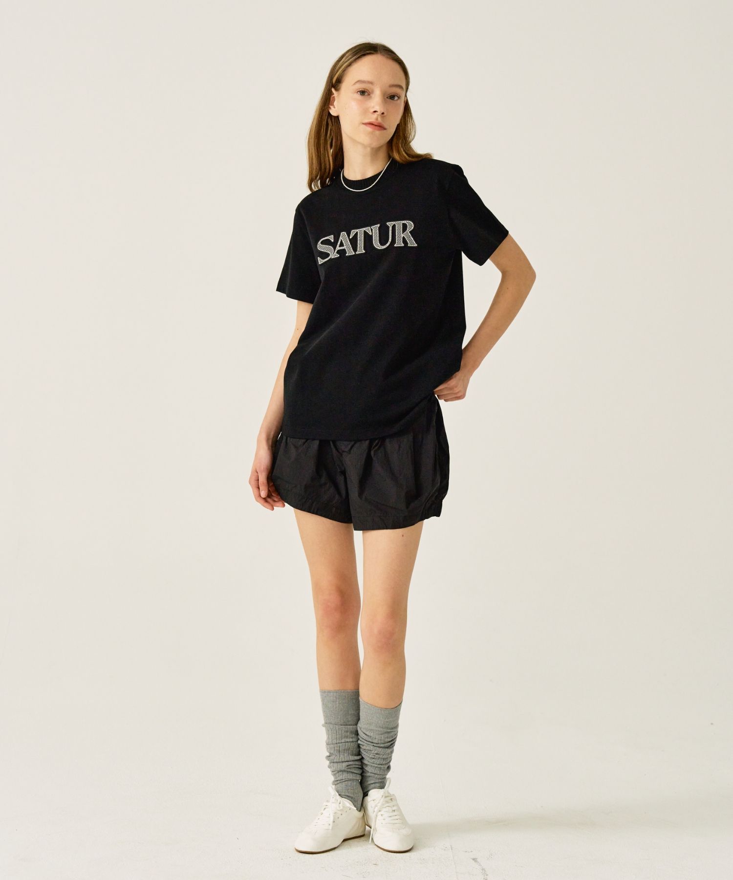 ★送料・関税込★SATUR★Logo Cross Stitch T-Shirt★ ☆送料・関税込☆SATUR☆Logo Cross Stitch T-Shirt☆ (SATUR/T