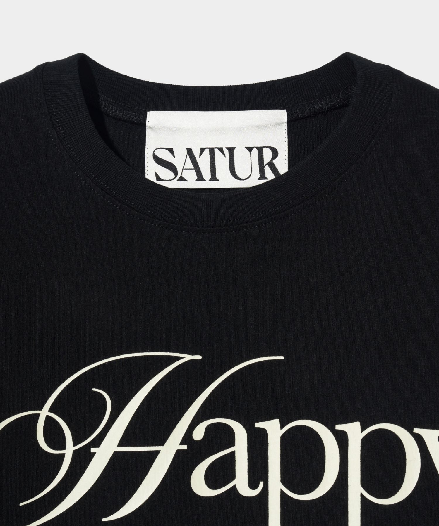 MUSINSA | SATUR Happy Saturday typo graphic short-sleeved T