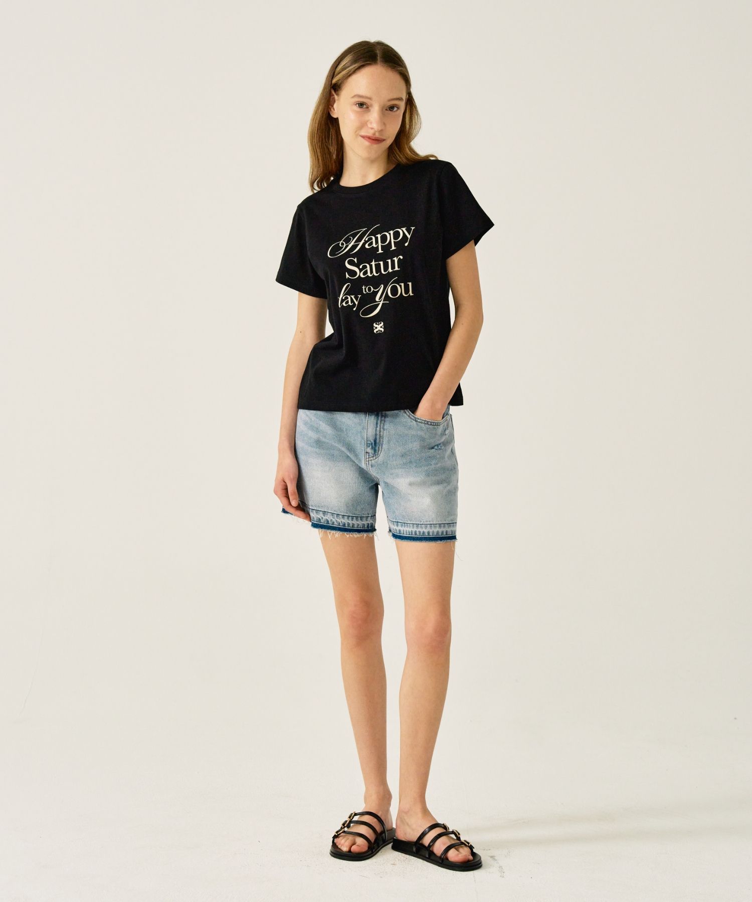 MUSINSA | SATUR Happy Saturday typo graphic short-sleeved T