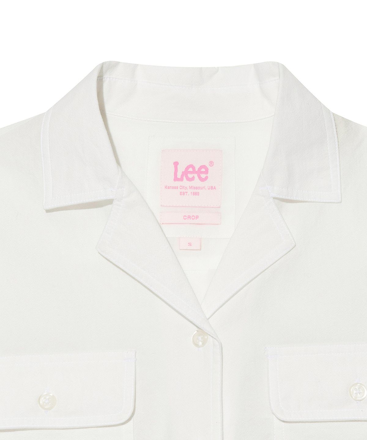 리(LEE) 우먼 시어서커 투포켓 반팔 셔츠 화이트