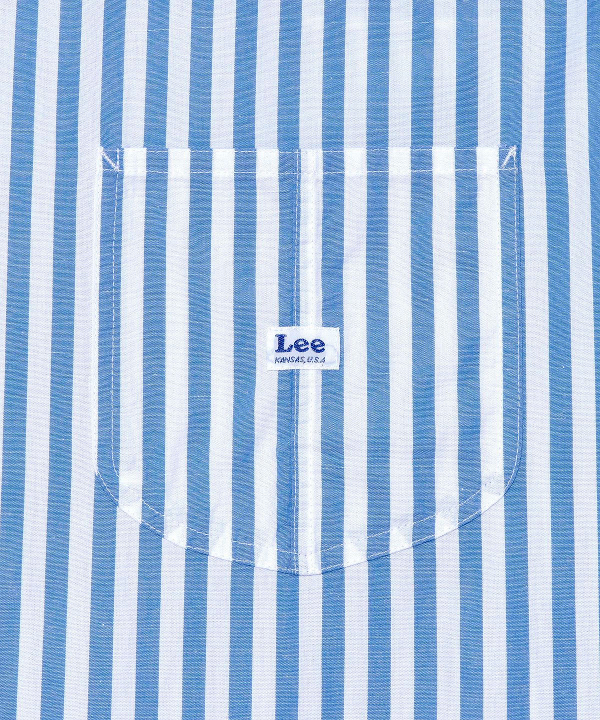 리(LEE) 린넨 로코 포켓 반팔 셔츠 블루