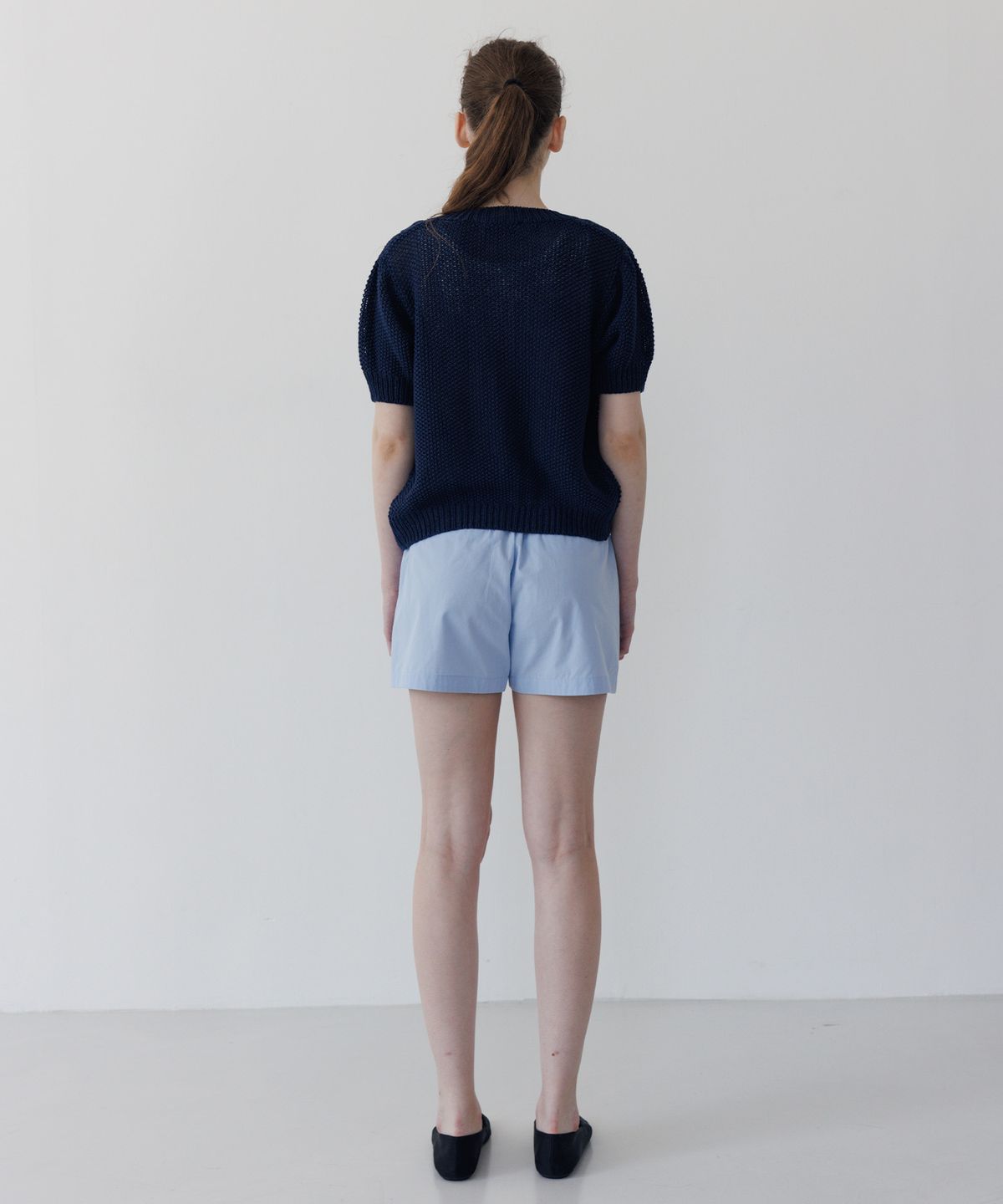 튜드먼트(TTUDEMENT) HALF SLEEVE CABLE CARDIGAN NAVY