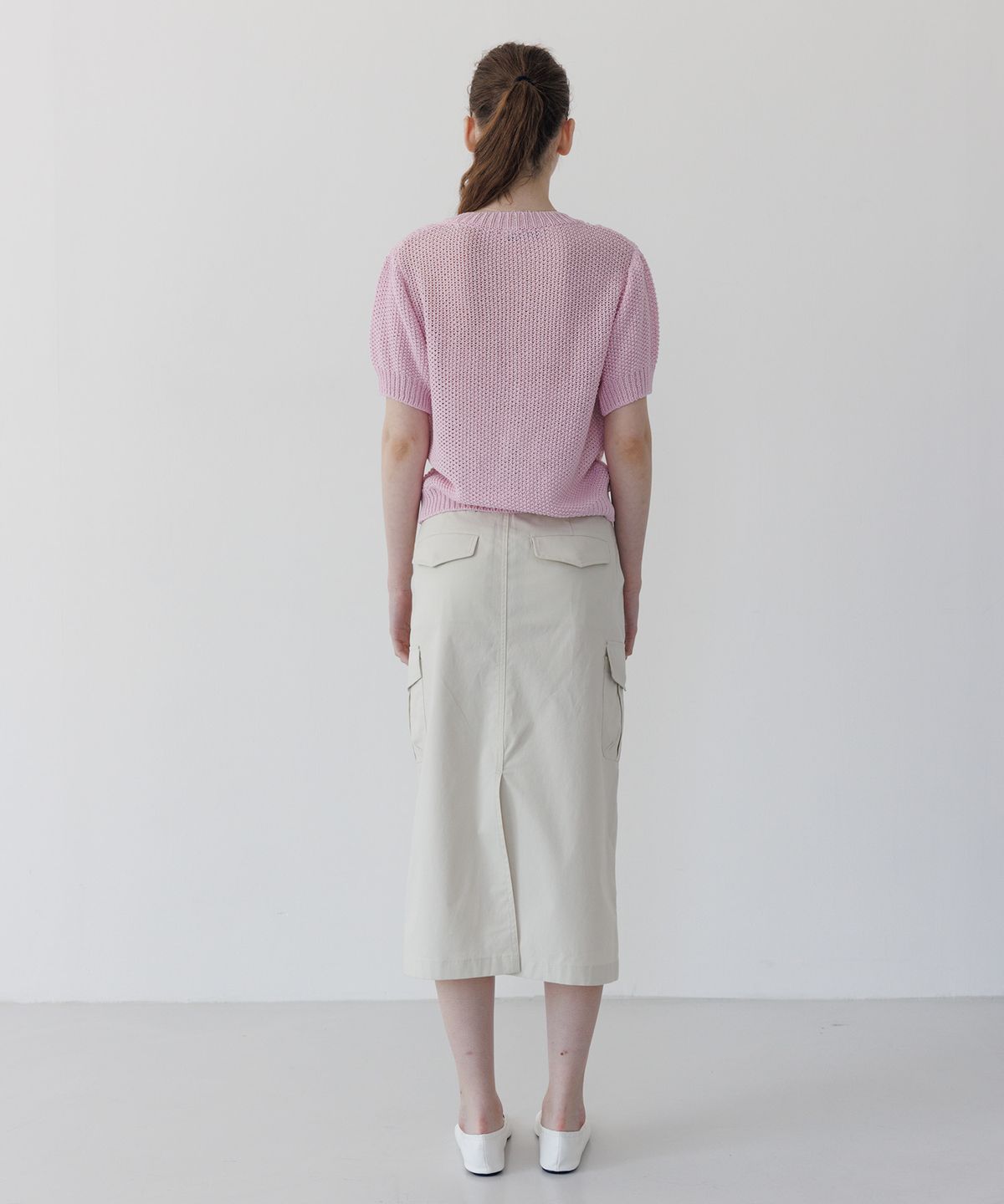튜드먼트(TTUDEMENT) HALF SLEEVE CABLE CARDIGAN PINK