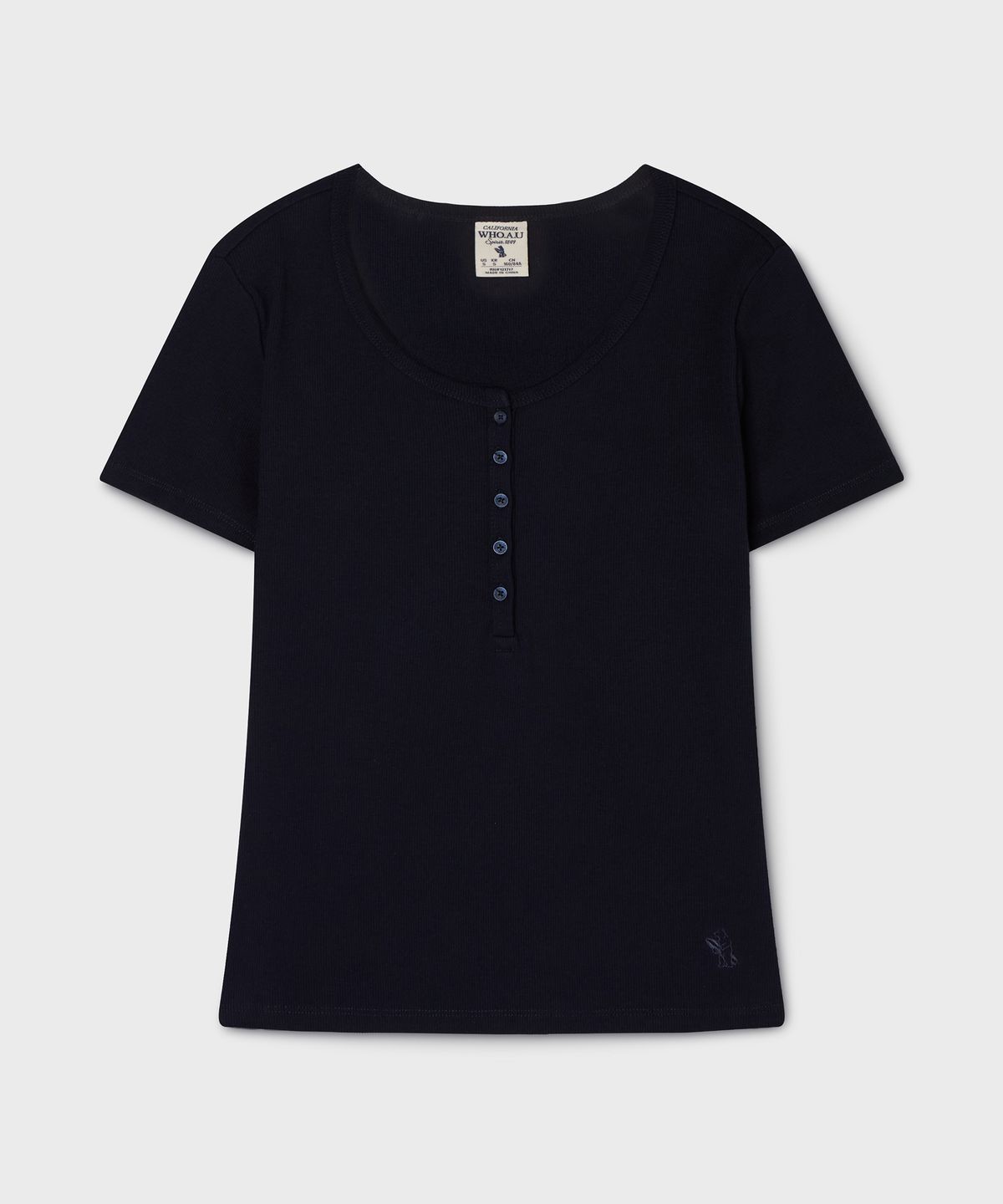 후아유(WHO.A.U) Ribbed Henry Neck T-shirt / WHRAG2422F