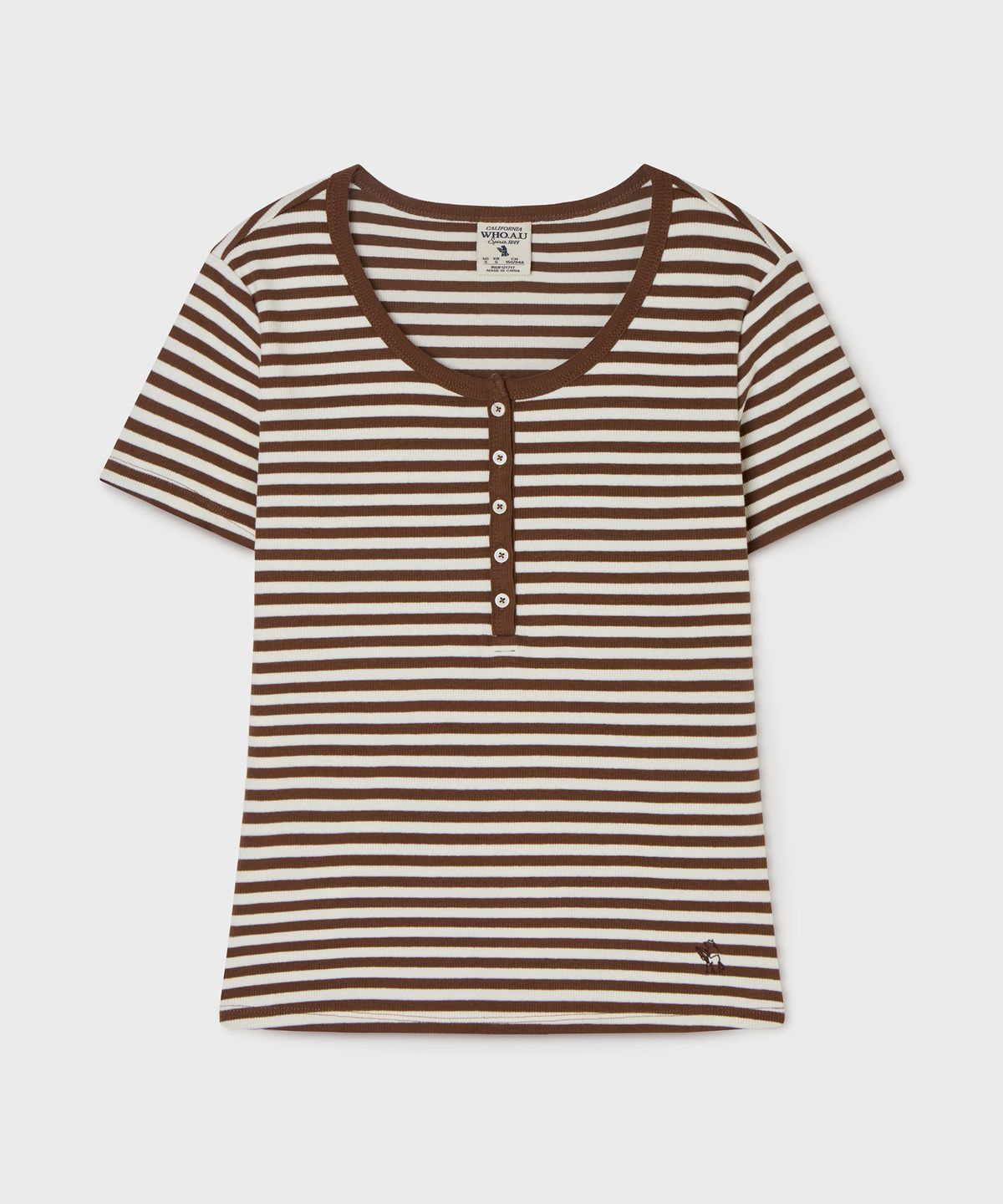 후아유(WHO.A.U) Ribbed Henry Neck T-shirt / WHRAG2422F