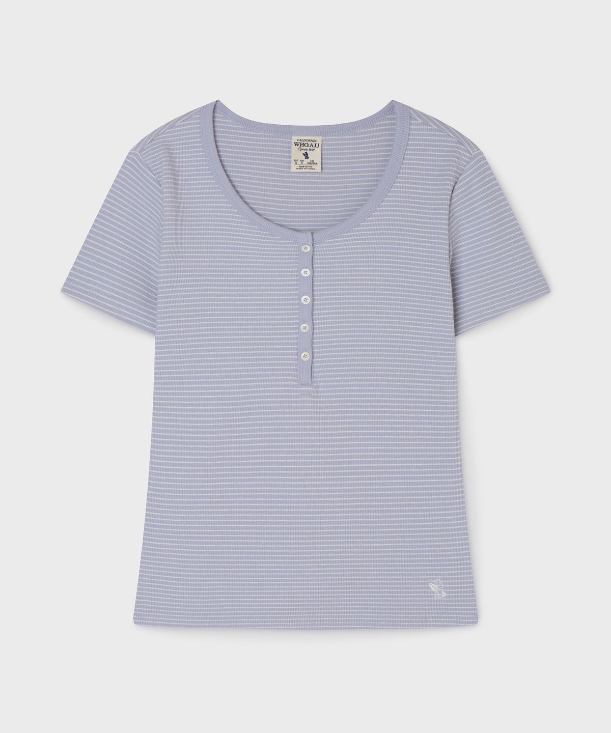 후아유(WHO.A.U) Ribbed Henry Neck T-shirt / WHRAG2422F