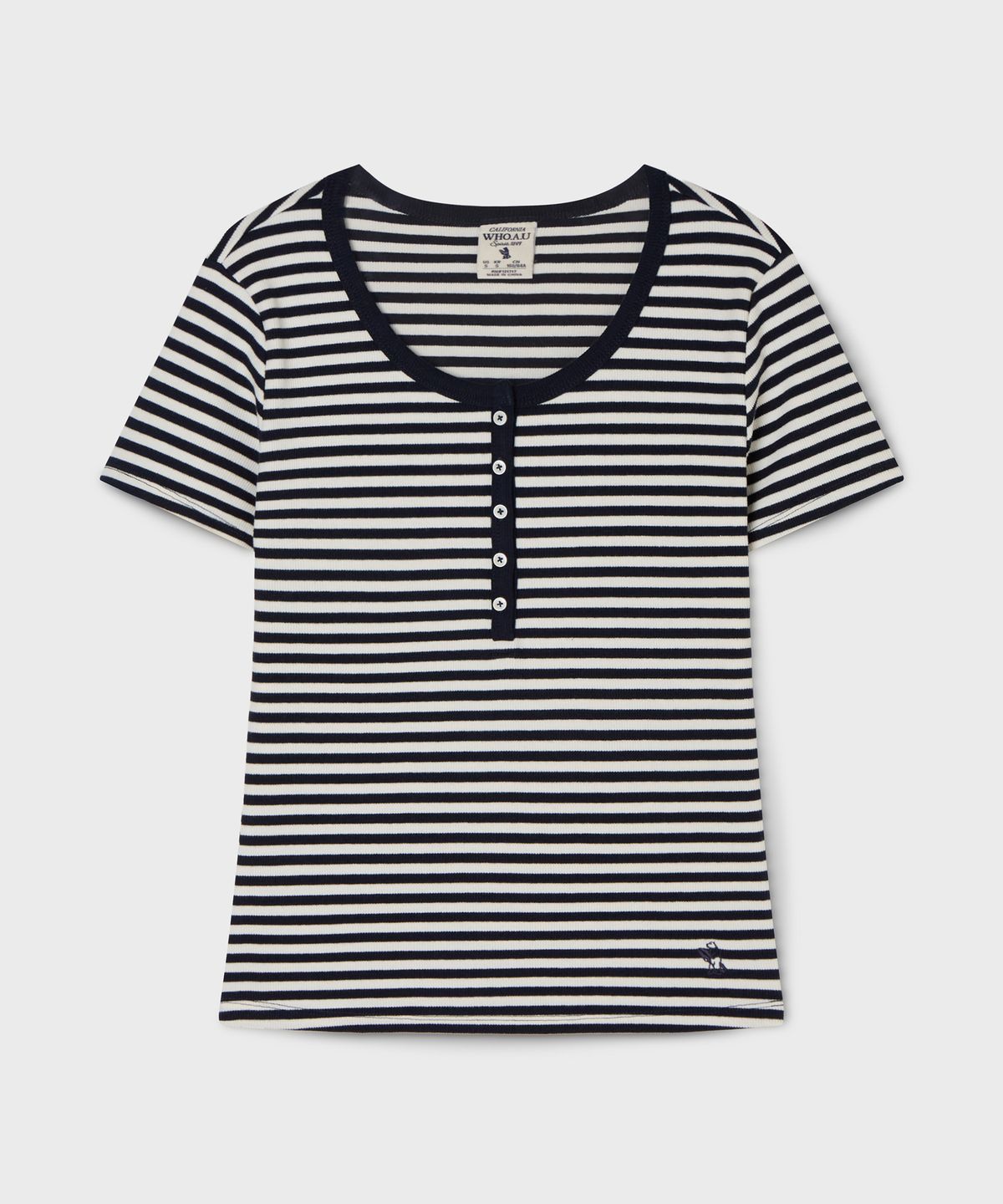 후아유(WHO.A.U) Ribbed Henry Neck T-shirt / WHRAG2422F