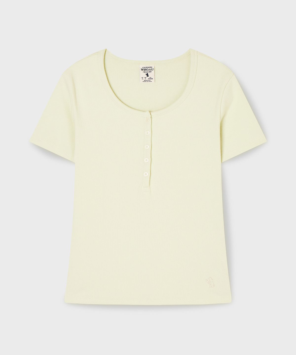 후아유(WHO.A.U) Ribbed Henry Neck T-shirt / WHRAG2422F