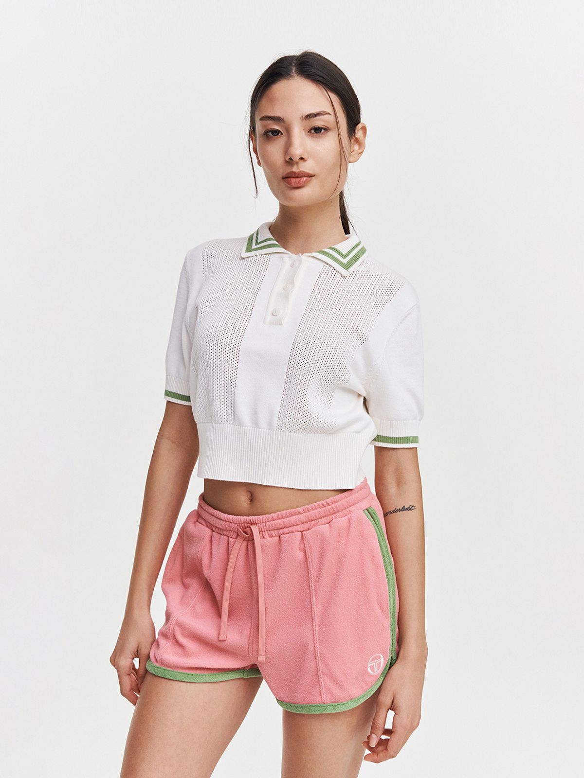 세르지오 타키니(SERGIO TACCHINI) W 데일리 반팔 폴로 스웨터 (Ivory)