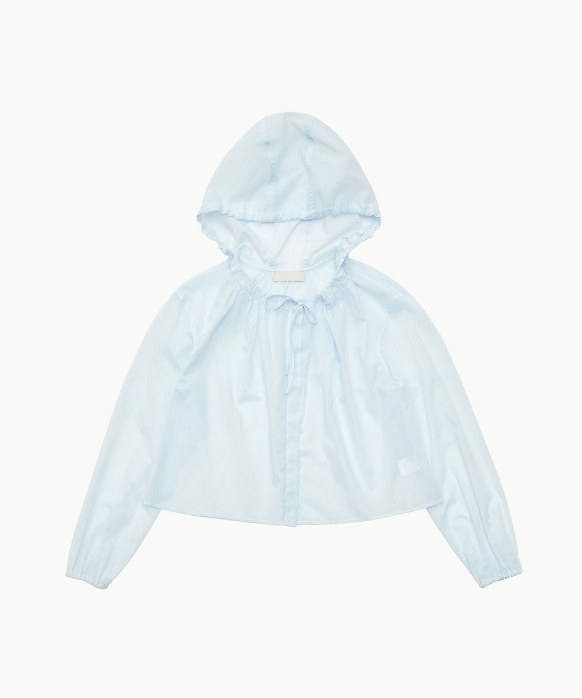 아모멘토(AMOMENTO) SHEER SHIRRING HOODED BLOUSE_SKY BLUE