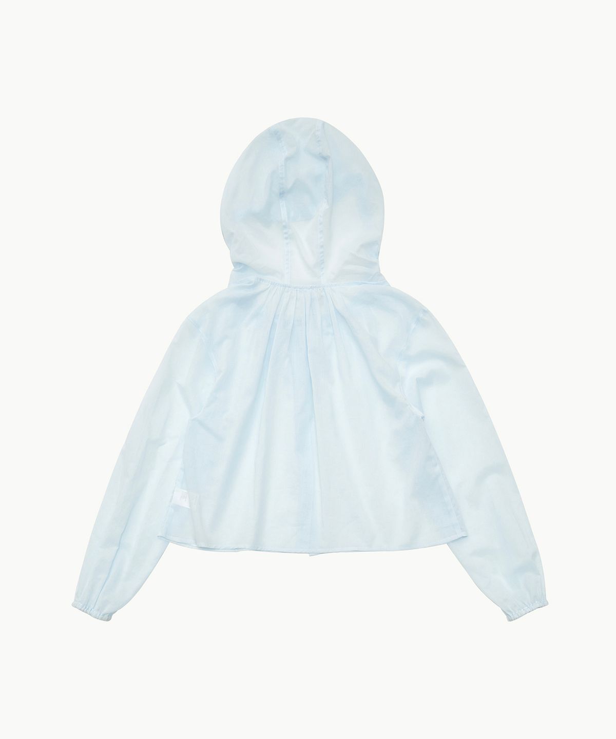 아모멘토(AMOMENTO) SHEER SHIRRING HOODED BLOUSE_SKY BLUE