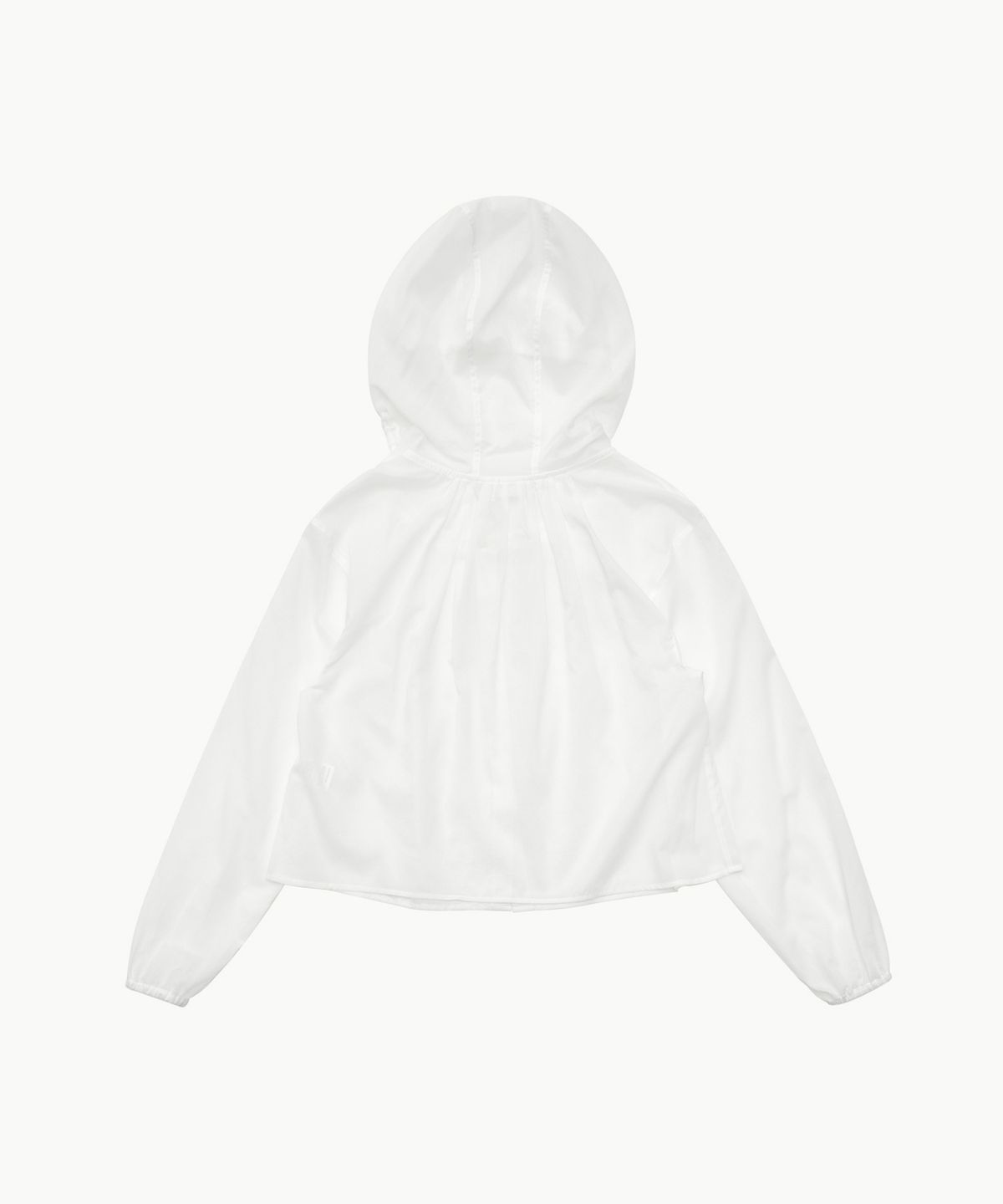 아모멘토(AMOMENTO) SHEER SHIRRING HOODED BLOUSE_WHITE