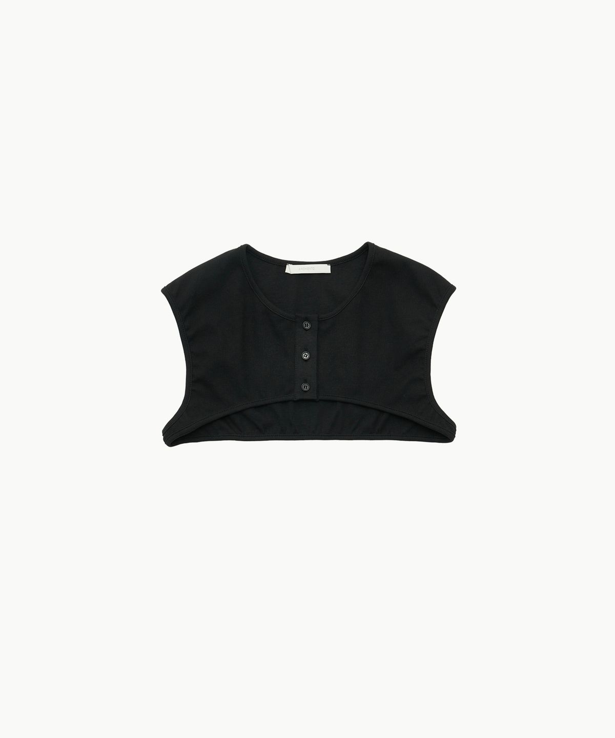 아모멘토(AMOMENTO) RIBBED BUTTON CARDIGAN TOP SET_BLACK