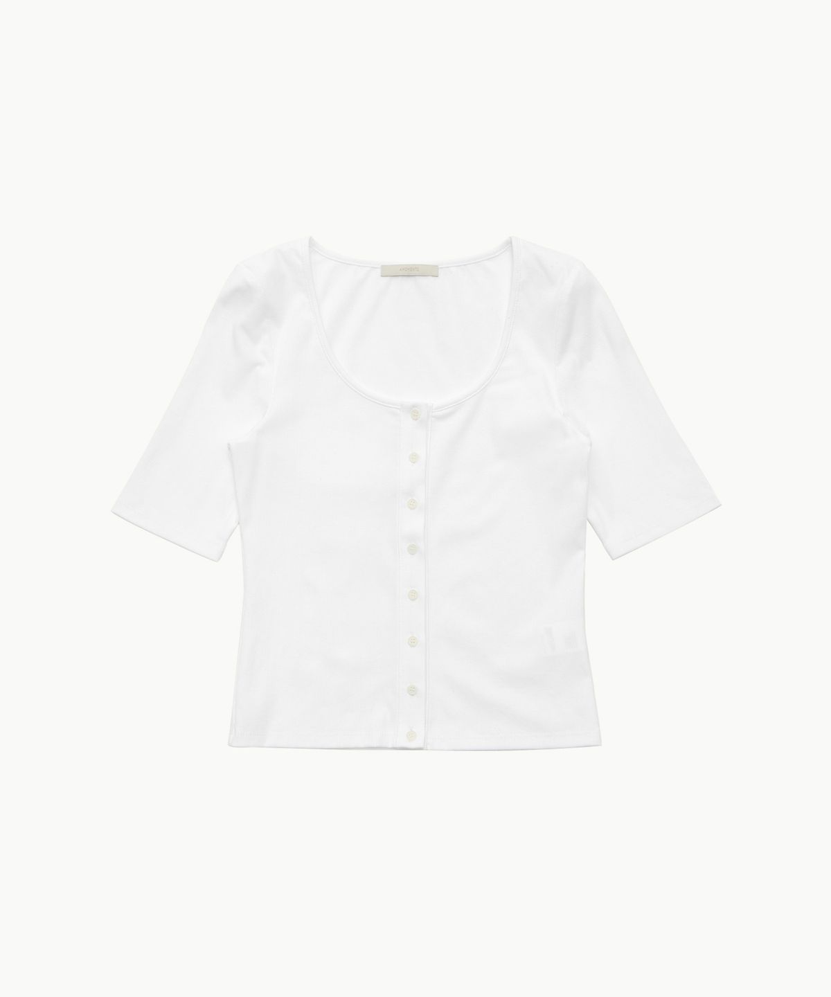 아모멘토(AMOMENTO) RIBBED BUTTON CARDIGAN TOP SET_WHITE