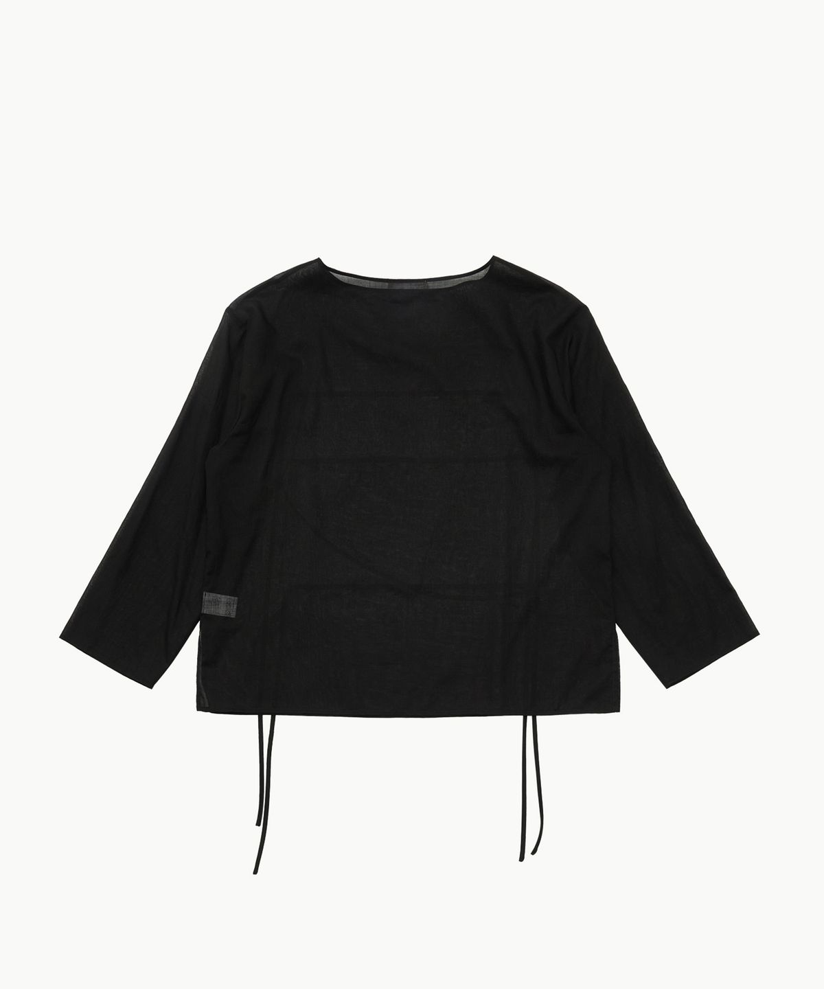 아모멘토(AMOMENTO) SHEER COTTON DRAWSTRING TOP_BLACK