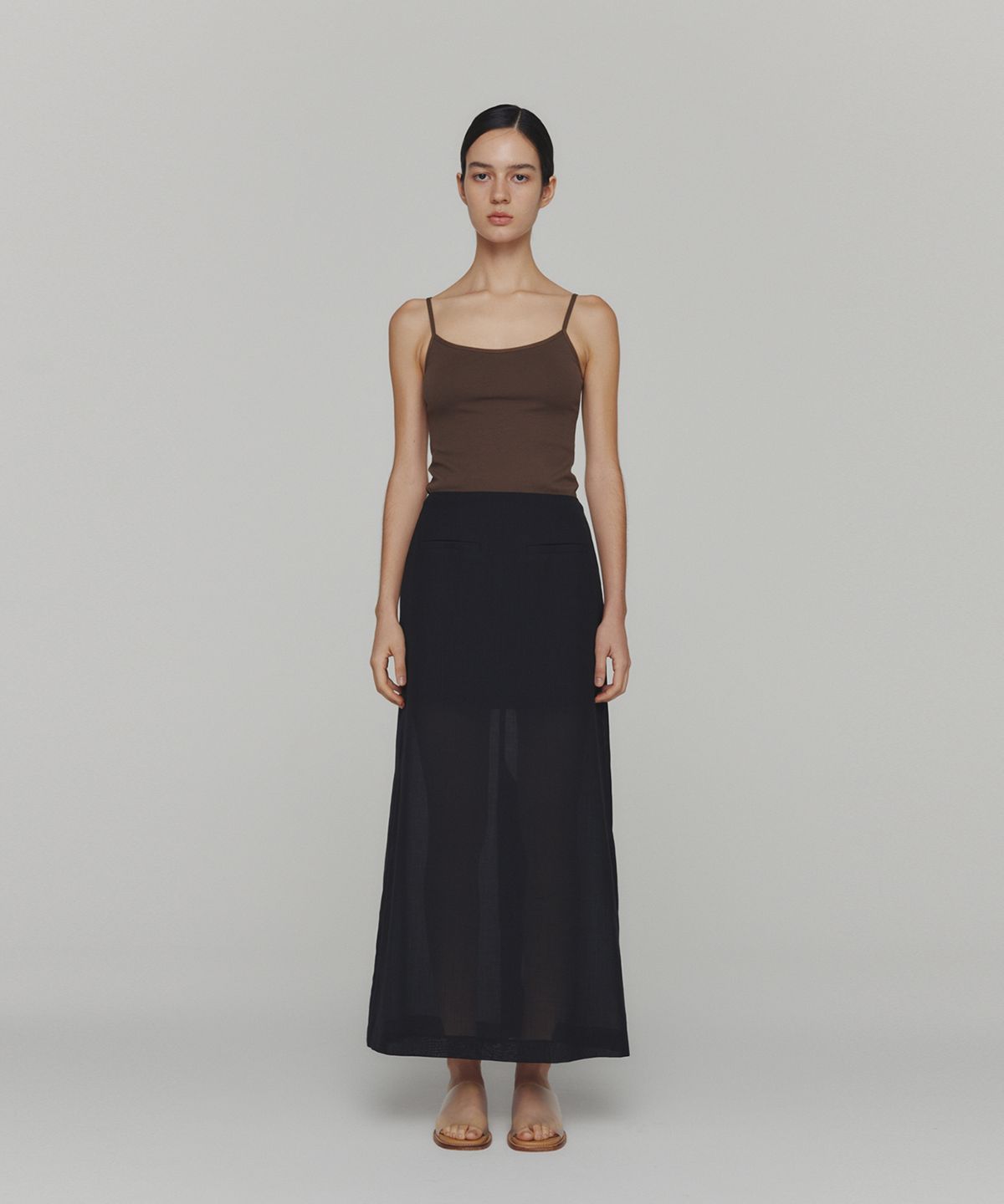 아모멘토(AMOMENTO) RIBBED SLEEVELESS TOP_BROWN
