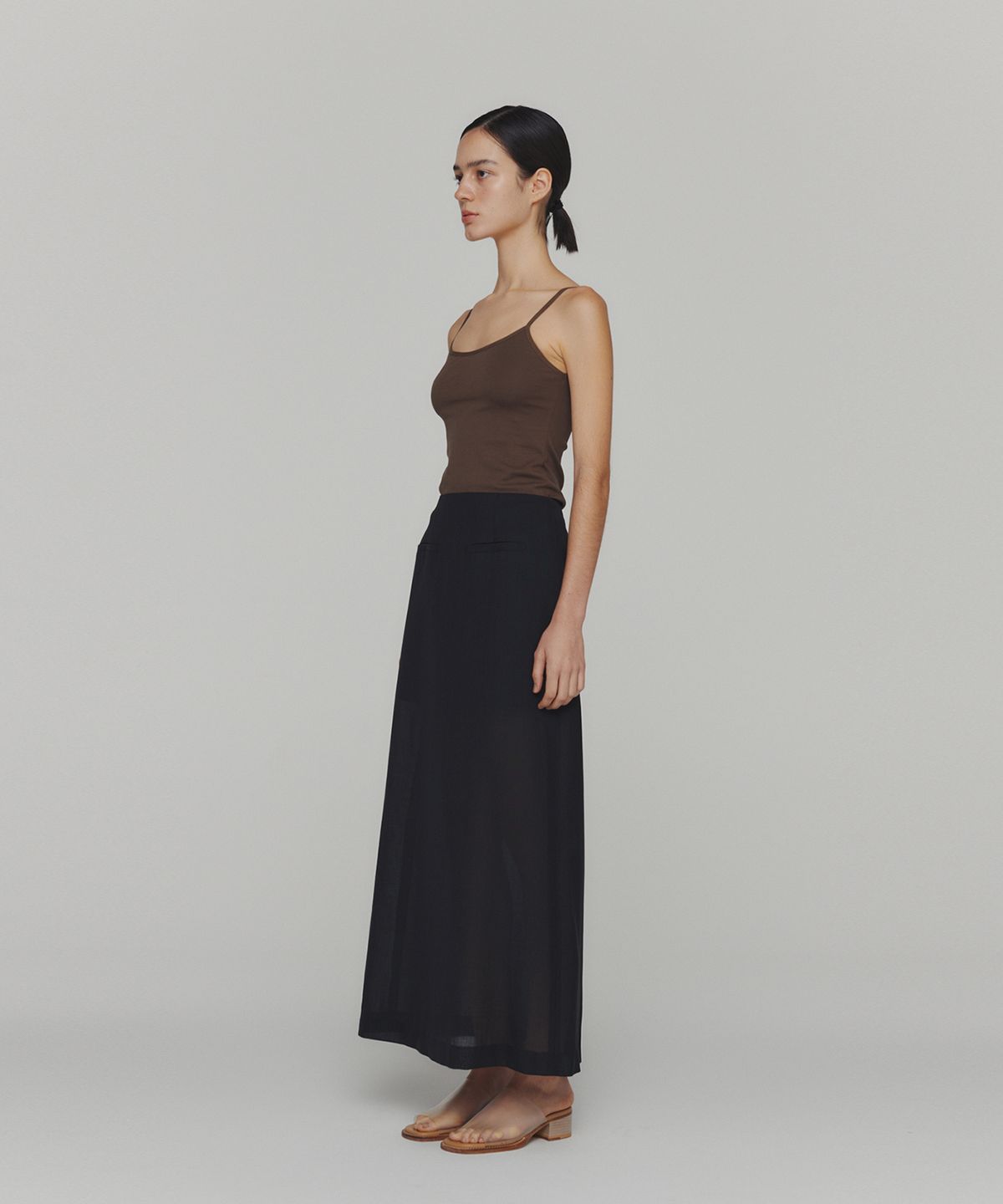아모멘토(AMOMENTO) RIBBED SLEEVELESS TOP_BROWN