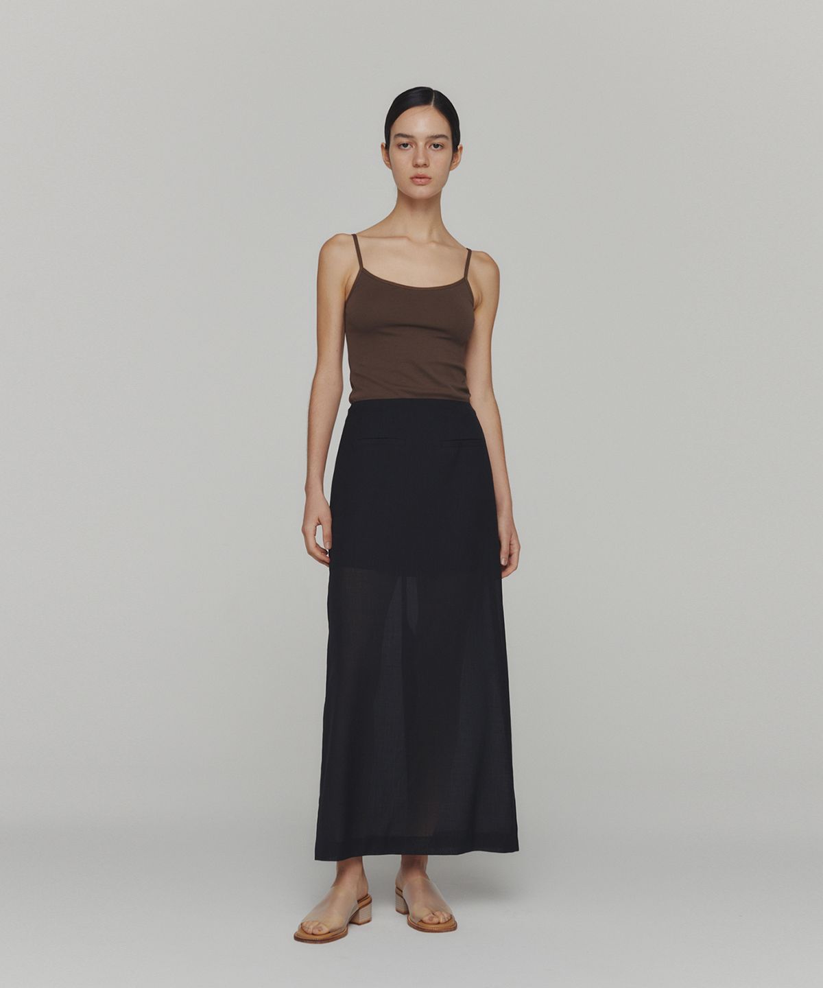 아모멘토(AMOMENTO) RIBBED SLEEVELESS TOP_BROWN