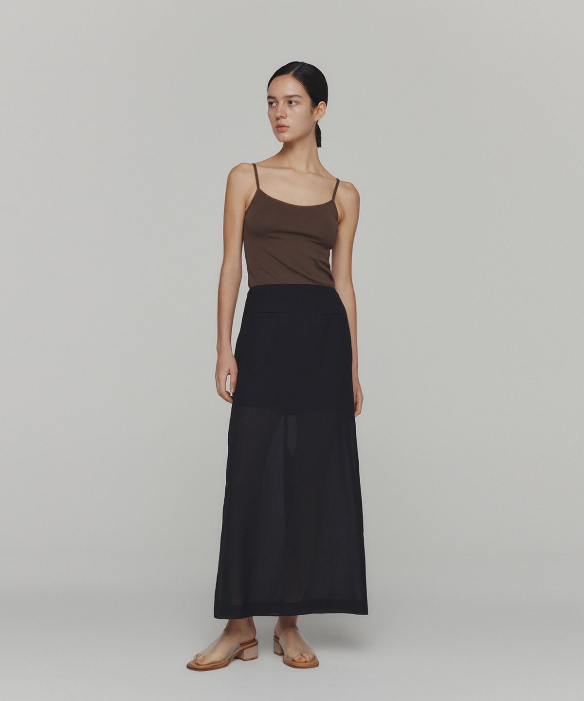 아모멘토(AMOMENTO) RIBBED SLEEVELESS TOP_BROWN