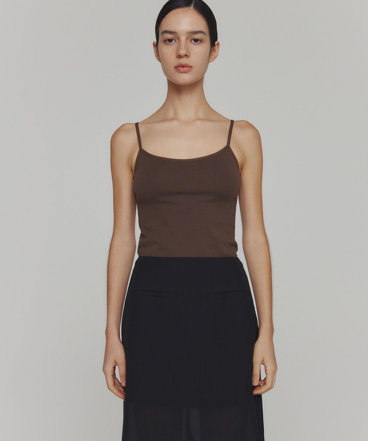 아모멘토(AMOMENTO) RIBBED SLEEVELESS TOP_BROWN
